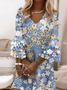 Femmes Floral Comme Image Col V Confortable Robe Mi-Longue Boho