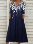 Femmes Floral Noir Col V Confortable Imprimé Robe Maxi Décontracté