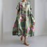Femmes Floral Vert Col Rond Confortable Robe Maxi Décontracté