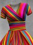 Femmes Rayé Comme Image Col V Confortable Robe Maxi Rétro