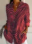 Chemises Rayé Décontracté Printemps / Automne Polyester Coupe Régulière Manches Longues Régulier Régulier Col de Chemise pour Femmes