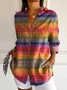 Chemises Rétro Ethnique Printemps / Automne Polyester Micro-élasticité Quotidien Coupe Régulière Régulier Col de Chemise pour Femmes