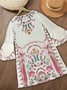 Femmes Floral Comme Image Col V Confortable Robe Mi-Longue Boho