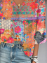 Blouses Femmes Décontracté Printemps / Automne Multicolore Bloc Polyester Aucune élasticité Manches trois quarts Régulier Droit Régulier