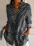 Chemises Rayé Décontracté Printemps / Automne Polyester Coupe Régulière Manches Longues Régulier Régulier Col de Chemise pour Femmes