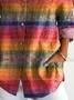 Chemises Rétro Ethnique Printemps / Automne Polyester Micro-élasticité Quotidien Coupe Régulière Régulier Col de Chemise pour Femmes