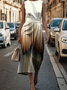 Femmes Rayé Comme Image Col Rond Confortable Robe Maxi Rétro