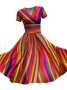 Femmes Rayé Comme Image Col V Confortable Robe Maxi Rétro