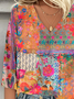 Blouses Femmes Décontracté Printemps / Automne Multicolore Bloc Polyester Aucune élasticité Manches trois quarts Régulier Droit Régulier