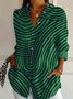 Chemises Rayé Décontracté Printemps / Automne Polyester Coupe Régulière Manches Longues Régulier Régulier Col de Chemise pour Femmes