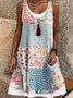 Femmes Floral Comme Image Col Rond Confortable Robe Mi-Longue Décontracté