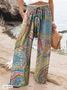 Pantalons Vacances Motif Cachemire Printemps / Automne Naturel Micro-élasticité Domestique Coupe Régulière Long Droit pour Femmes