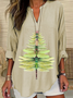 Blouses Simple Été Libellule Polyester Aucune élasticité Ample Demi Manche Col Châle Droit pour Femmes