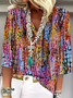 Blouses Femmes Floral Élégant Été Aucune élasticité Vacances Demi Manche Régulier Droit Régulier