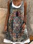 Femmes Ethnique Comme Image Col Rond Confortable Robe Mi-Longue Décontracté