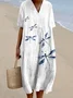 Femmes Libellule Comme Image Col Rond Confortable Robe Maxi Décontracté
