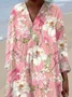 Femmes Floral Rose Col Rond Confortable Robe Maxi Décontracté