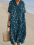 Femmes Libellule Comme Image Col Rond Confortable Robe Maxi Décontracté