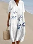 Femmes Libellule Comme Image Col Rond Confortable Robe Maxi Décontracté