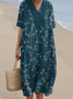 Femmes Libellule Comme Image Col Rond Confortable Robe Maxi Décontracté
