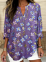 Chemises Femmes Décontracté Floral Printemps / Automne en Lin Micro-élasticité Quotidien Coupe Régulière Manches Longues Trapèze