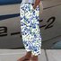 Pantalons Décontracté Floral Printemps / Automne en Lin Naturel Micro-élasticité Coupe Régulière Long Trapèze pour Femmes