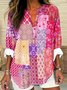 Blouses Femmes Simple Floral Été Aucune élasticité Ample Col Châle Régulier Droit Régulier