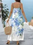 Femmes Floral Blanc Col Rond Confortable Robe Maxi Décontracté