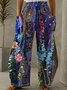 Pantalons Décontracté Floral Printemps / Automne Polyester Naturel Quotidien Coupe Régulière Pantalon droit Régulier pour Femmes