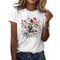 T-shirts Décontracté Floral Été Coton Coupe Régulière Col Rond Régulier Trapèze Régulier pour Femmes