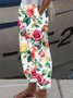 Pantalons Femmes Décontracté Floral Printemps / Automne Coton Micro-élasticité Coupe Régulière Pantalon droit Long Trapèze