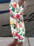 Pantalons Femmes Décontracté Floral Printemps / Automne Coton Micro-élasticité Coupe Régulière Pantalon droit Long Trapèze