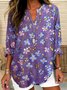 Chemises Femmes Décontracté Floral Printemps / Automne en Lin Micro-élasticité Quotidien Coupe Régulière Manches Longues Trapèze