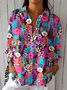 Chemises Décontracté Floral Printemps / Automne Polyester Coupe Régulière Manches Longues Régulier Régulier Col de Chemise pour Femmes