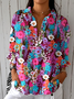 Chemises Décontracté Floral Printemps / Automne Polyester Coupe Régulière Manches Longues Régulier Régulier Col de Chemise pour Femmes