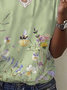 T-shirts Femmes Décontracté Floral Été Polyester Col V Imprimé Quotidien Manches Courtes Droit