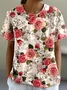 T-shirts Femmes Décontracté Floral Été Coton Quotidien Coupe Régulière Manches Courtes Col Rond Régulier