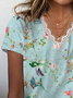 T-shirts Femmes Décontracté Floral Été Polyester Micro-élasticité Quotidien Manches Courtes Régulier Régulier