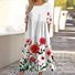 Femmes Floral Blanc Col Rond Confortable Robe Maxi Décontracté