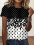 T-shirts Décontracté Floral Été Coton Micro-élasticité Quotidien Manches Courtes Régulier Régulier pour Femmes