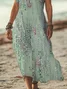 Femmes Rayé Vert Col V Confortable Imprimé Robe Maxi Décontracté