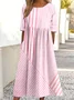 Femmes Rayé Jaune Col Rond Confortable Robe Maxi Décontracté