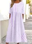 Femmes Rayé Jaune Col Rond Confortable Robe Maxi Décontracté