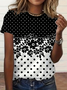 T-shirts Décontracté Floral Été Coton Micro-élasticité Quotidien Manches Courtes Régulier Régulier pour Femmes