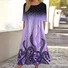 Femmes Floral Violet Col Rond Confortable Robe Maxi Décontracté