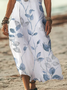 Femmes Floral Blanc Col V Confortable Imprimé Robe Maxi Décontracté