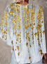 Blouses Simple Floral Été Polyester Aucune élasticité Ample Demi Manche Droit Régulier pour Femmes