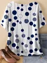 T-shirts Femmes Pois Polka Simple Printemps / Automne en Lin Manche Dolman Micro-élasticité Ample Manches trois quarts Col Rond