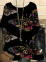 T-shirts Femmes Décontracté Printemps / Automne Papillon en Lin Manche Dolman Quotidien Manches trois quarts Régulier Droit