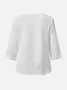 Blouses Décontracté Plain Printemps / Automne Aucune élasticité Ample Manches trois quarts Entaillé Régulier Droit pour Femmes